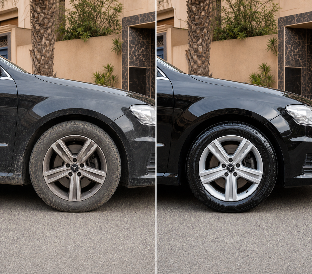 Avant/après TIRE & TRIM FINISH™